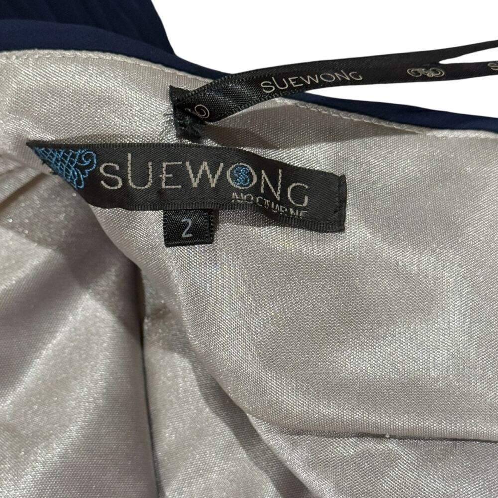 Sue Wong Nocturne Strapless Sweetheart Navy Beaded Lace Cocktail Mini Dress 2 - Picture 5 of 13